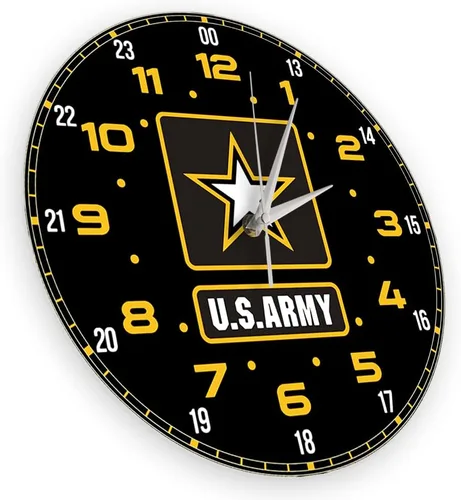 Vista 3 de Reloj de pared de 15 pulgadas, reloj de pared de 24 horas del ejército estadounidense, movimiento silencioso vintage, funciona con pilas, reloj
