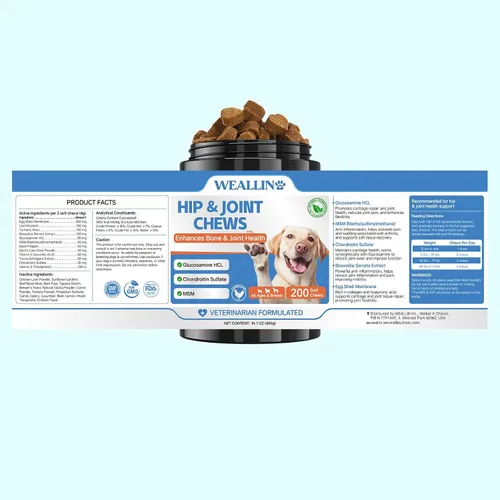 Vista 7 de Suplemento articular para perros, suplemento para articulaciones de perro, glucosamina, condroitina para cadera y articulaciones, golosinas