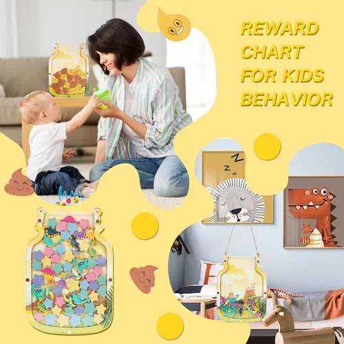 Vista 6 de 102 Frasco de Recompensas de Dinosaurios para Niños Pequeños, Tabla de Recompensas para Niños, Sistema de Comportamiento de Dinosaurios para Regreso