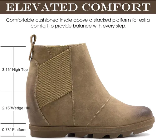 Vista 2 de Athlefit Botas de cuña cómodas para mujer