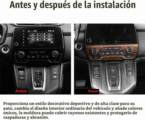 Vista 4 de Para CRV 2017-2021 - Perilla de aire acondicionado, panel de módulo de control de clima, ABS, madera de durazno, consola central, cubierta de panel