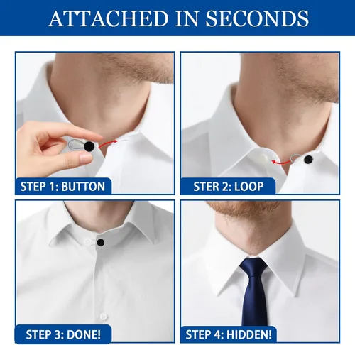 Vista 4 de 16 extensores de cuello para camisas de hombre, extensor de cuello cómodo, extensor de botón ajustable para camisas de vestir, botón de cuello