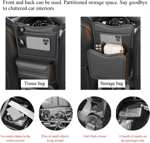 Vista 5 de DXNQ Organizador de Coche Almacenamiento Entre Asientos, Bolsa de Mano de Gran Capacidad de Cuero para Automóvil, Soporte Colgante para Contenido