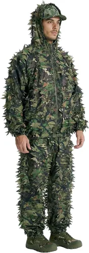 Vista 15 de LOOGU Traje de caza Ghillie, traje de camuflaje frondoso 3D, accesorios militares y de tiro, ropa de equipo táctico