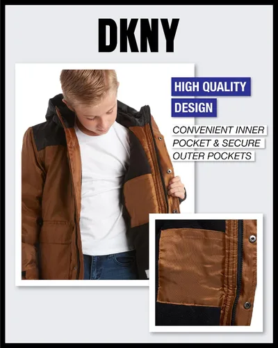 Vista 5 de DKNY Abrigo de invierno para niños Parka pesada aislada Chaqueta de esquí resistente a la intemperie (8-20)