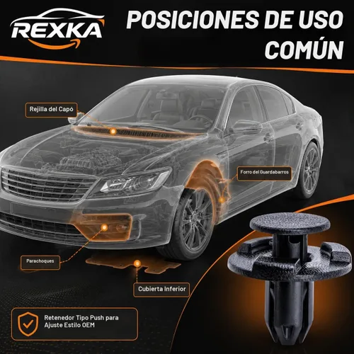 Vista 4 de Rexka 10 piezas Fender Liner Cowl Grille Parachoques Bajo Cubierta Clip de Empuje Tipo Retenedor Compatible con Nissan Infiniti 01553-05933 10pcs