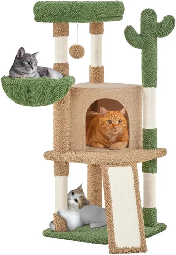 Vista 12 de Yaheetech Árbol de Cactus para Gatos, Torre de Gato de 42 Pulgadas para Gatos de Interior, Condominio para Gatitos de Múltiples Niveles con Poste