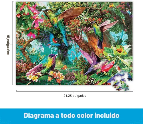 Vista 3 de Buffalo Games - Hummingbird Garden - Steve Read - Rompecabezas de 500 piezas para adultos - Rompecabezas de naturaleza vibrante perfecto para noches