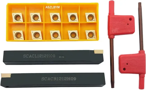 Vista 4 de Juego de soporte de inserción de herramienta de torneado de carburo indexable de vástago de 1/2 "/12 mm, 2 piezas SCACR1212H09 SCACL1212H09 2 piezas