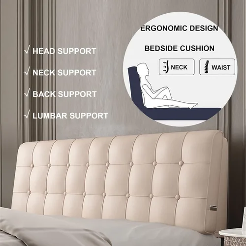 Vista 4 de Almohada de lectura con respaldo de cabecera rectangular, cojín de respaldo de cuña grande para reposo en cama, cojín extraíble para dormitorio