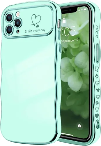 Vista 16 de LCHULLE Funda para iPhone 12 Pro para mujeres y niñas, lindo marco ondulado con forma rizada con patrón de corazón de amor, cubierta de protección