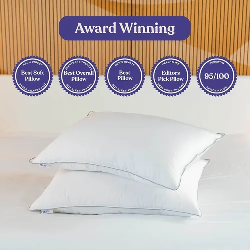 Vista 11 de FluffCo Almohadas Zen Fluff – Alternativa al plumón – Almohada de cama estándar/Queen para dormir fabricada en Estados Unidos – Almohada de lujo