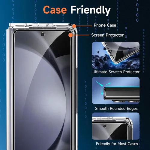 Vista 5 de LYWHL Paquete de 2 protectores de pantalla para Samsung Galaxy Z Fold 6, protector de pantalla frontal de vidrio templado para Galaxy Z Fold 6