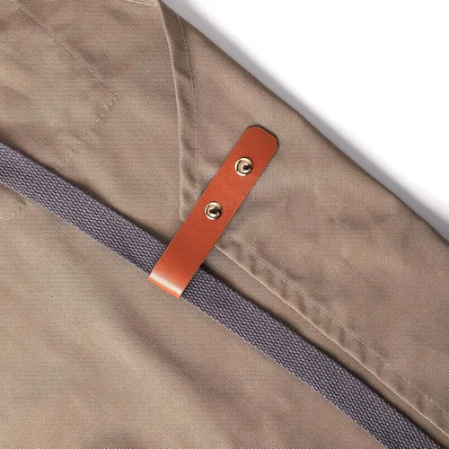 Vista 5 de Delantal de chef para hombre, delantal de lona para camarera, con bolsillos, resistente al agua, color caqui