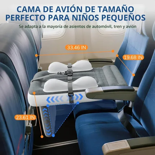 Vista 4 de Cama inflable de avión para niños pequeños con bolsa de transporte