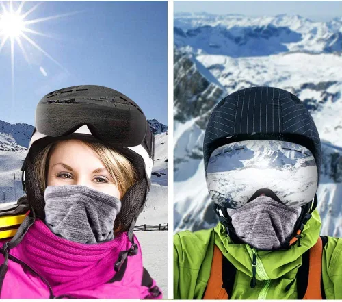 Vista 6 de Cuello térmico para inviernocuello polaina cara bufandacubrebocas para invierno, máscara de esquí - Pasamontañas para clima frio.