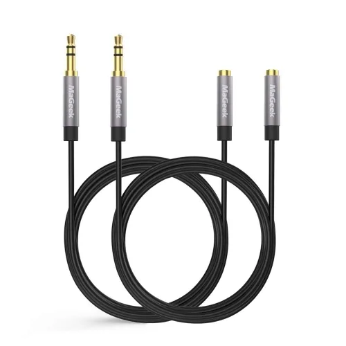Vista 8 de MaGeek Cable de extensión auxiliar de audio de 0.138 in, TRRS de 4 polos, adaptador de extensión auxiliar macho a hembra compatible con Beats