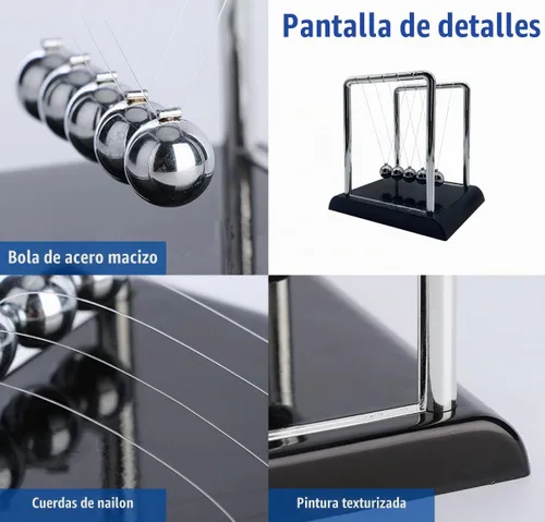 Vista 2 de Newtons Cradle Balance Balls, Swinging Balls with Black Base, Science Physics Accessories for Adults, Calm Down Fidgets Kit, Desk Ornament for