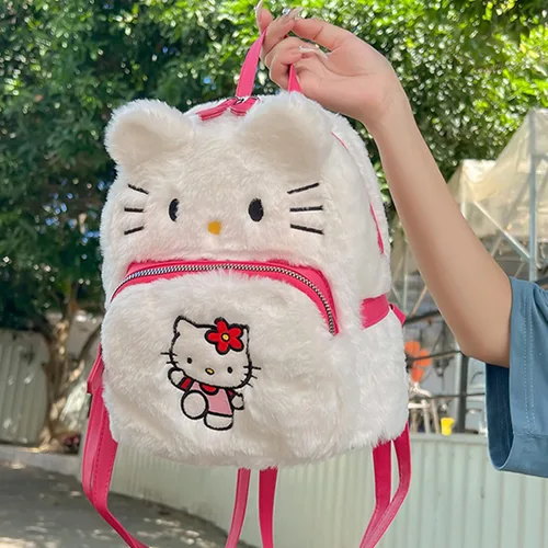 Vista 6 de Ohjijinn Kawaii Backpack Cute Plush Bag, Anime Backpack Cartoon Schoolbag, Plush Backpack Mini Backpacks for Girls (White)