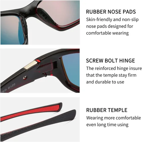 Vista 4 de Tramean Gafas de sol polarizadas deportivas para hombres y mujeres conducir pesca béisbol ciclismo 100 protección UV gafas de sol envolventes