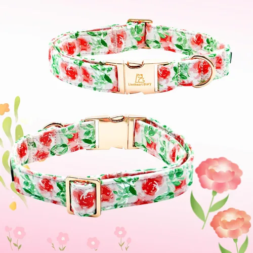 Vista 86 de Collar de perro Lionheart Glory, collar de perro rosa con flor, lindo collar para mascotas con patrón floral ajustable para perros pequeños Rosado