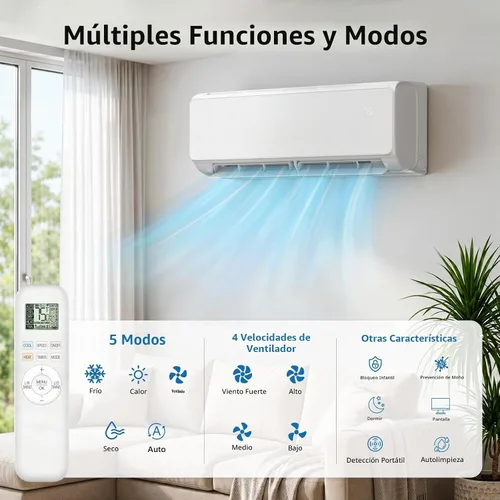 Vista 4 de Antarctic Star Sistema de calefacción mini split de 18000 BTU, aire acondicionado mini split de 19 SEER2 de eficiencia energética con bomba