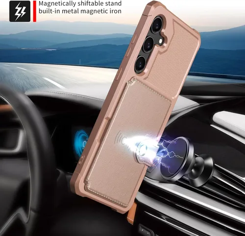 Vista 159 de Funda para Samsung Galaxy S21 Ultra con tarjetero, compatible con soporte magnético para automóvil, resistente a los golpes, resistente, suave, TPU