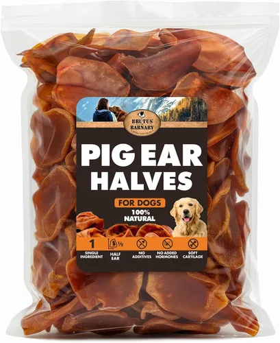 Vista 11 de BRUTUS & BARNABY Orejas de cerdo enteras para perros, 12 unidades – Masticables para perros de un solo ingrediente totalmente naturales, cocinados a