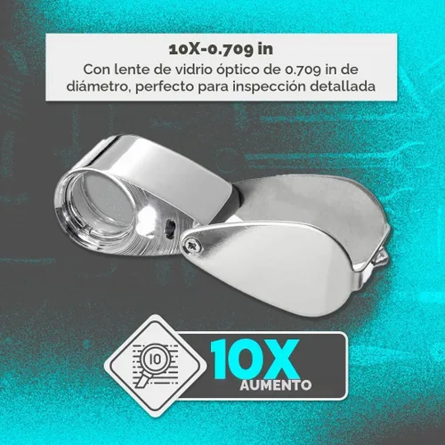 Vista 3 de SE MJ3622L-10X, lupa metálica profesional, 10x, con iluminación, 1 unidad