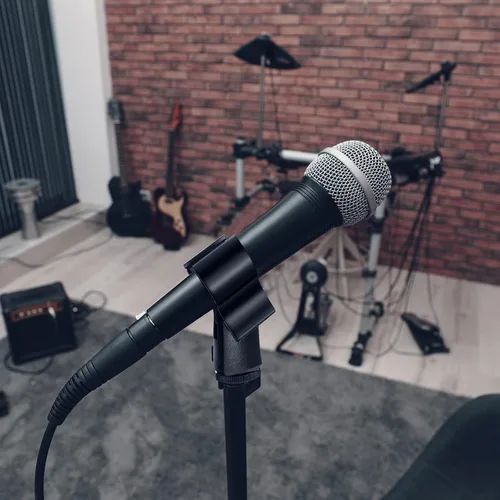 Vista 5 de Soporte de clip de micrófono ajustable para micrófono, soporte de micrófono inalámbrico, abrazadera de micrófono para soporte de micrófono