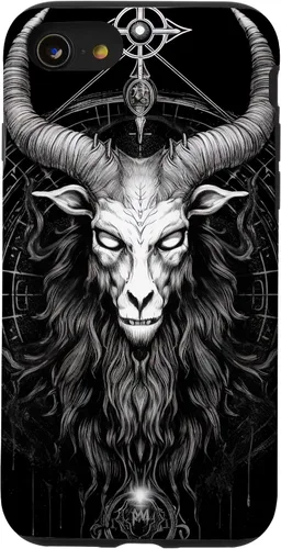 Vista 13 de iPhone 15 Baphomet Ocultista espeluznante gótico cabeza de cabra Satánico Diablo caso