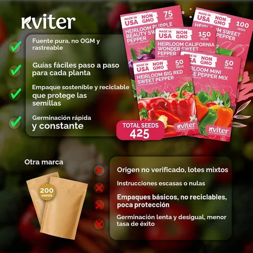Vista 5 de Semillas de vegetales tradicionales de la colección Sweet Pepper