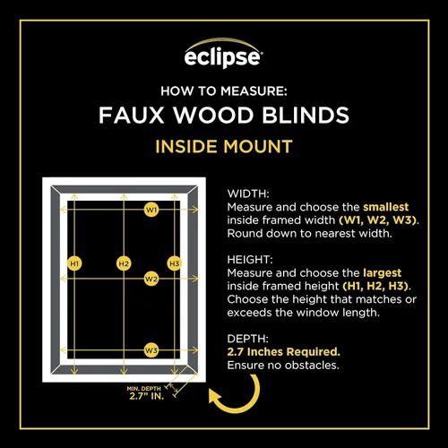 Vista 8 de Eclipse Persianas de madera falsa de 2 pulgadas, 33 x 72 pulgadas (ancho x largo) en blanco - Persianas sin cordón, certificadas como seguras