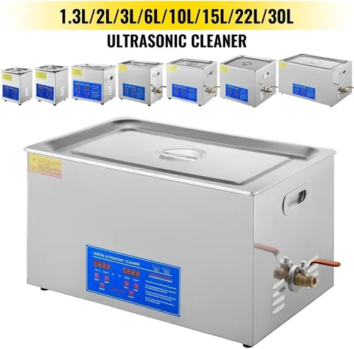 Vista 2 de Máquina de limpieza ultrasónica, 2/3/6/10/15/22/30L, temporizador digital, máquina de limpieza de acero inoxidable, adecuada para baño, joyería