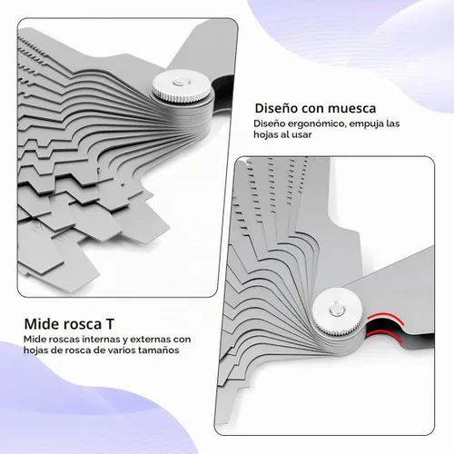 Vista 3 de 29 Grados Acme Tornillo Pitch Gauge Stainless T-Thread Juego de herramientas de corte 16pcs