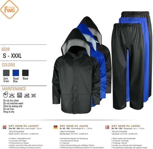 Vista 5 de FWG Trajes de lluvia para hombre, impermeables, resistentes, con bolsillos grandes, para todo tipo de clima