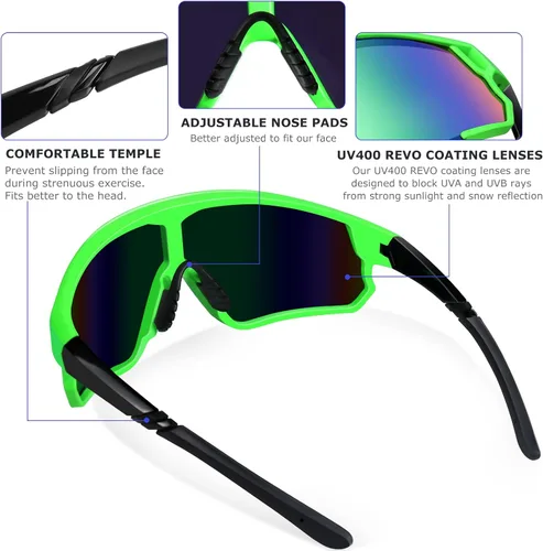 Vista 6 de ZHA ZHA Cycling Glasses, UV400 Sport Sunglasses for Men, Outdoor Cycling Sunglasses for Men Women Baseball Running