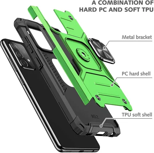 Vista 5 de HNHYGETE Funda para Samsung A52, Galaxy A52 5G, con protector de pantalla HD, a prueba de golpes, resistente a los golpes, con anillo de rotación