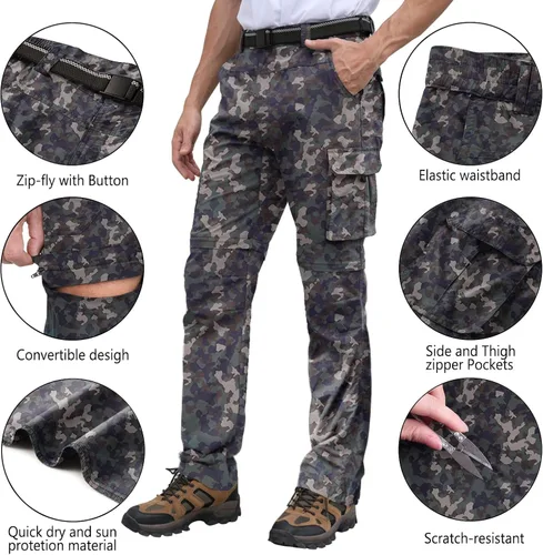 Vista 5 de Pantalones de senderismo para hombre, impermeables, de secado rápido, ligeros, rectos, de trabajo
