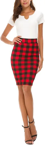 Vista 6 de Urban CoCo - falda de cintura alta elástica para mujer, falda lápiz