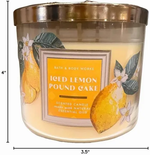 Vista 4 de Bath & Body Works ICED Lemon Pound Cake - Vela perfumada de 3 mechas - Nuevo aroma 2023