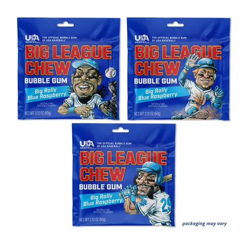 Vista 7 de Big League Chew Big Rally Blue - Goma de mascar de frambuesa azul intenso Perfecto para juegos de béisbol, equipos, concesiones, fiestas y más