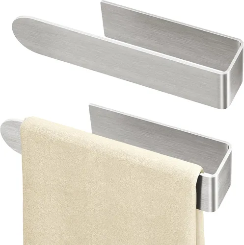 Vista 12 de Toallero adhesivo, toallero de mano autoadhesivo para baño montado en la pared, barra de toalla de mano cuadrada de 8 pulgadas para armario de Negro