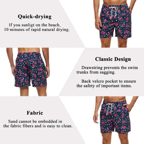 Vista 3 de SILKWORLD Men's 7 inch Swim Trunks Quick Dry Bathing Suit with Pockets Running Shorts
