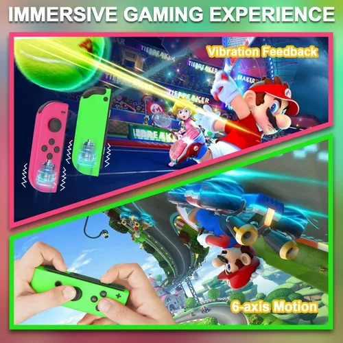 Vista 2 de OUBANG Controller for Switch Joypad, Upgraded Joypads for Switch Sports Game, LR Wireless Joy-Pad Compatible with Nintendo Switch, PinkGreen Joy