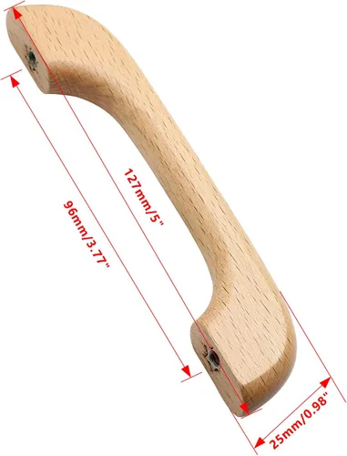Vista 3 de Uenhoy 10 tiradores de madera natural para armarios y cajones de cocina, 5 pulgadas de largo, 3-3/4 pulgadas de espacio entre agujeros