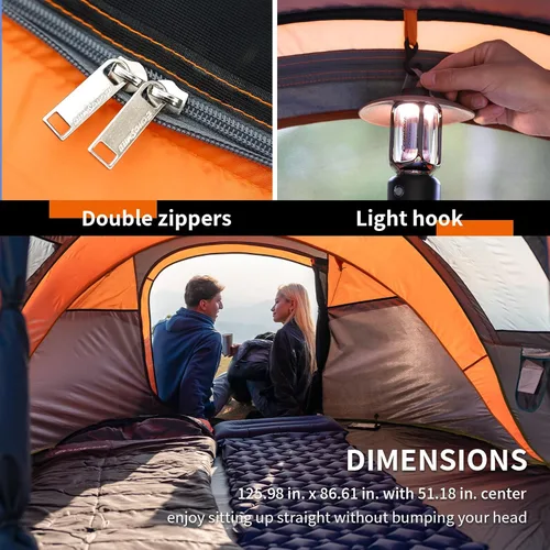 Vista 6 de EchoSmile Tienda de campaña desplegable para 2/4/6 personas, fácil instalación, cúpula resistente al agua, portátil con bolsa de transporte Negro