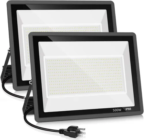 Vista 10 de YANYCN - Paquete de 4 reflectores LED de 100 W, luces de seguridad exterior súper brillantes con enchufe, luz de inundación impermeable IP66