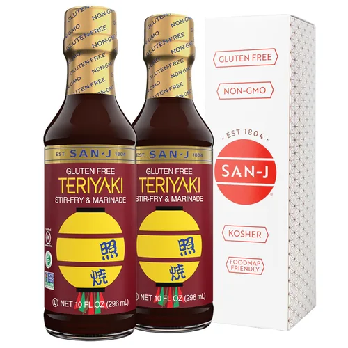 Vista 20 de San-J - Paquete variado Spice of Life - Teriyaki, salsa de naranja, szechuan, maní tailandés - Salsas de cocina sin gluten - Sin OGM - Botellas