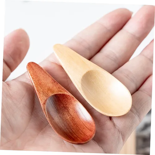 Vista 7 de Cucharas de madera pequeñas 2 cucharas de madera para postre cucharadita de sal cucharadita multifunción cucharas pequeñas cucharas de té prácticas